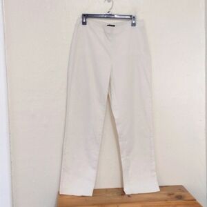 Talbots White High Waist Classic Side Zip Cotton Twill Pants Size 8